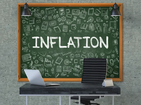 Chalkboard on the Office Wall with Inflation Concept. — Stock Photo, Image