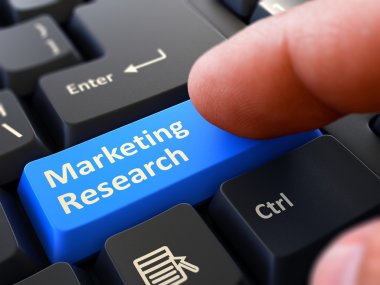 Marketing Research - Concept on Blue Keyboard Button.