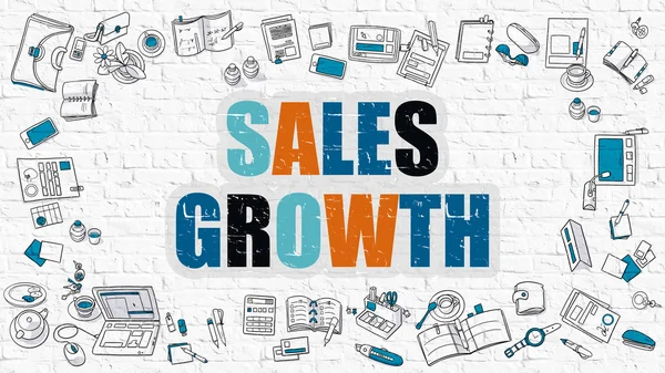 Sales Growth Concept with Doodle Design Icons. — стокове фото