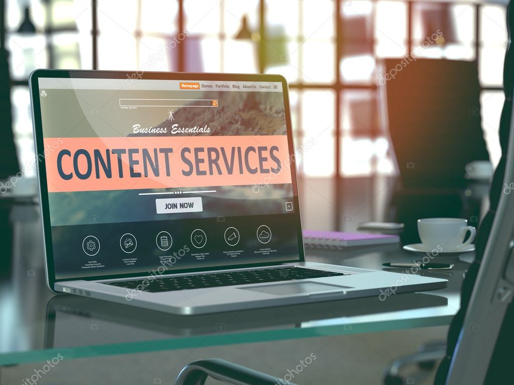 Laptop Screen with Content Services Concept.