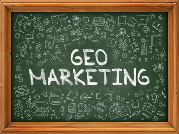 Green Chalkboard with Hand Drawn Geo Marketing. — Stock Fotó