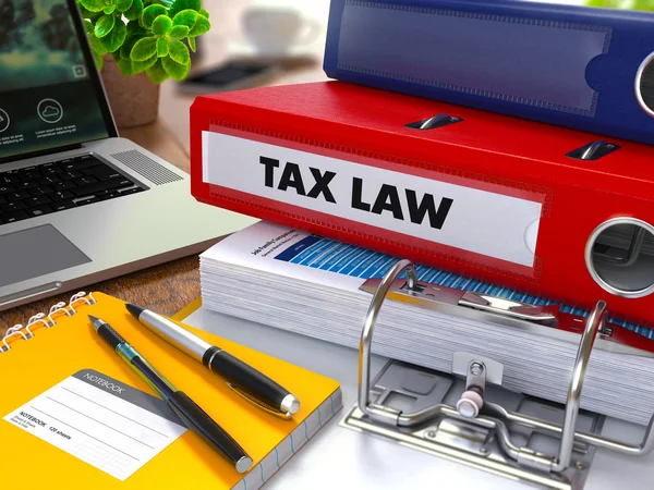 Red Ring Binder with Inscription Tax Law. — Stockfoto