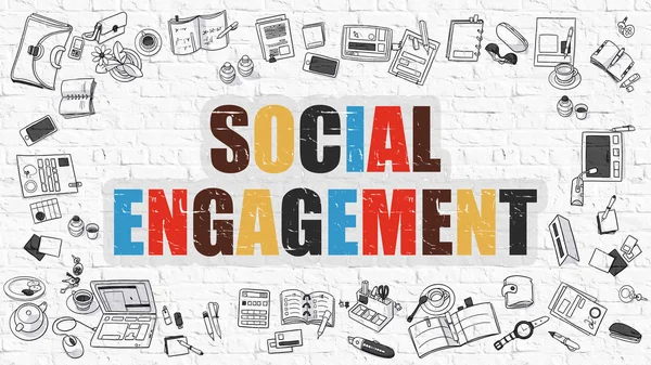 Social Engagement i Multicolor. Doodle Design. — Stockfoto