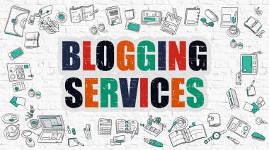 Blogging Services Concept. Multicolor on White Brickwall.