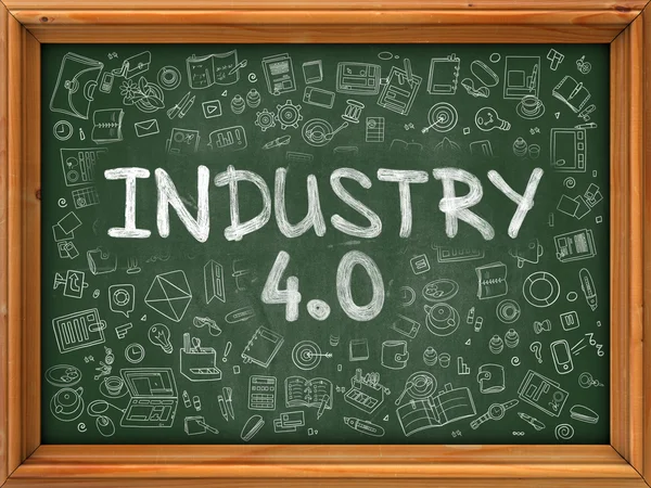 Industrie 4.0 - Dessiné à la main sur un tableau vert . — Photo