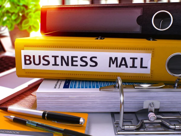 Yellow Office Folder with Inscription Business Mail. — Zdjęcie stockowe