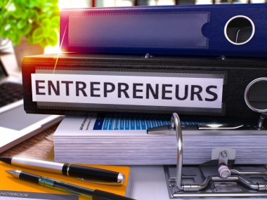 Black Office Folder with Inscription Entrepreneurs.