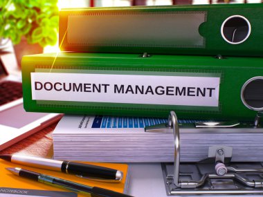 Green Office Folder with Inscription Document Management.