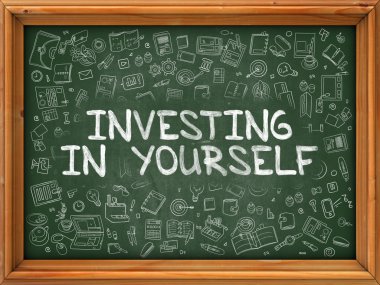Green Chalkboard with Hand Drawn Investing in Yourself.
