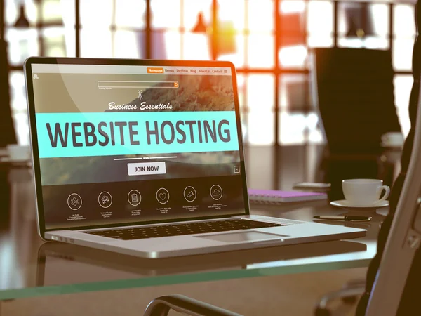 Website Hosting Concept on Laptop Screen. — Stok fotoğraf