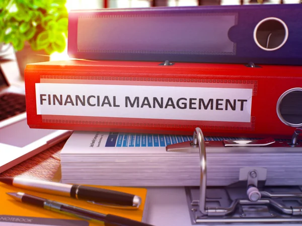 Financial Management on Red Office Folder. Toned Image. — Stock fotografie