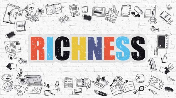 Richness Concept. Multicolore su Mattone Bianco . — Foto Stock