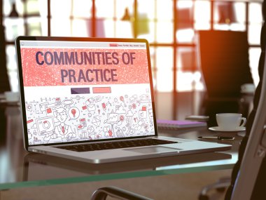 Laptop Screen with Communities Of Practice Concept.