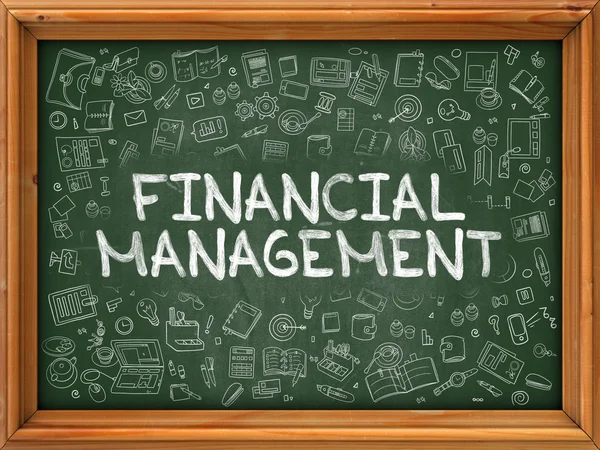Green Chalkboard with Hand Drawn Financial Management. — Stockfoto