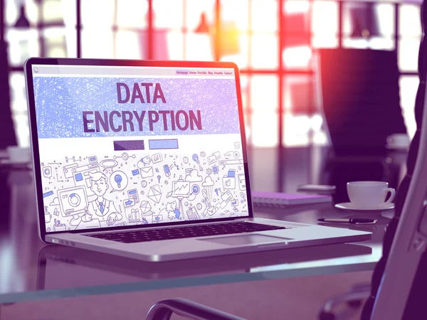 Laptop Screen with Data Encryption Concept. — Stock Photo, Image