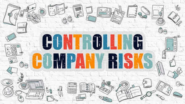 Controlling Company Risks Concept. Multicolor on White Brickwall.