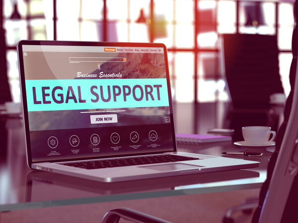 Laptop Screen with Legal Support Concept.