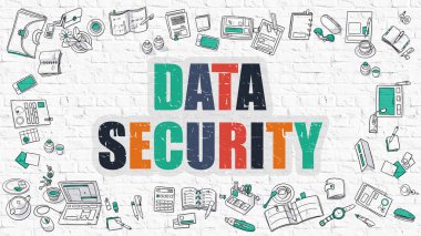 Data Security on White Brick Wall.