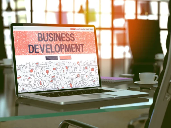 Business Development Concept on Laptop Screen. — Stok fotoğraf