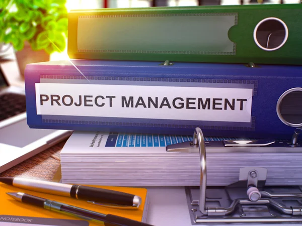 Project Management on Blue Office Folder. Toned Image. — Stockfoto