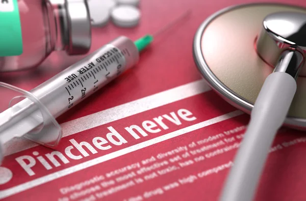 Pinched nerve. Medical Concept on Red Background. — 스톡 사진