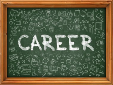 Green Chalkboard with Hand Drawn Career.