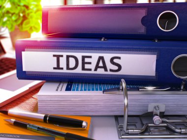 Blue Office Folder with Inscription Ideas.