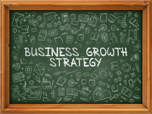 Green Chalkboard with Hand Drawn Business Growth Strategy. — Stok fotoğraf