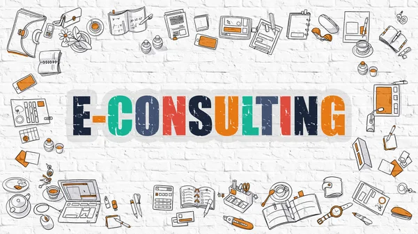 E-Consulting sul muro di mattoni bianchi . — Foto Stock