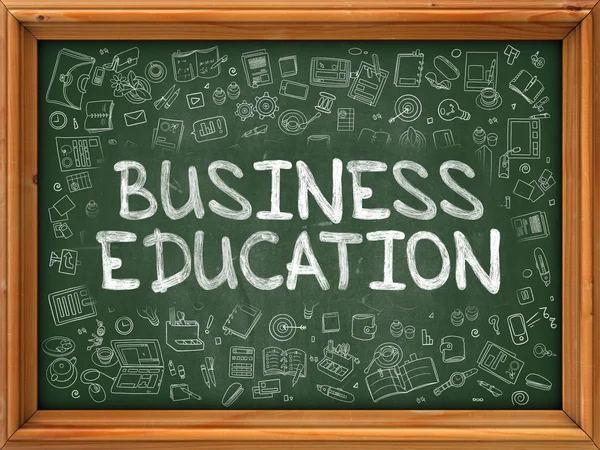 Green Chalkboard with Hand Drawn Business Education. — Stok fotoğraf