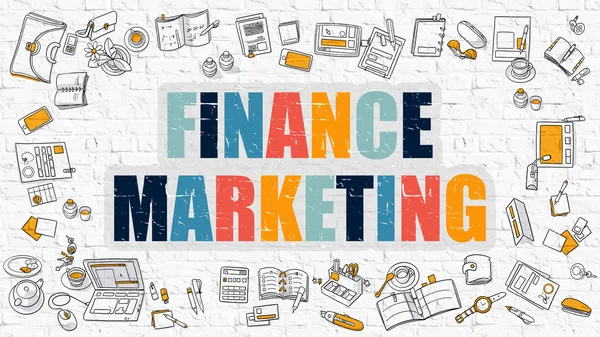 Finance Marketing on White Brick Wall. — Stockfoto