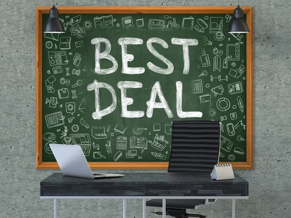Best Deal Konzept. Doodle-Symbole auf Kreidetafel. — Stockfoto