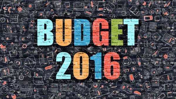 Presupuesto 2016 en la pared de ladrillo oscuro . — Foto de Stock