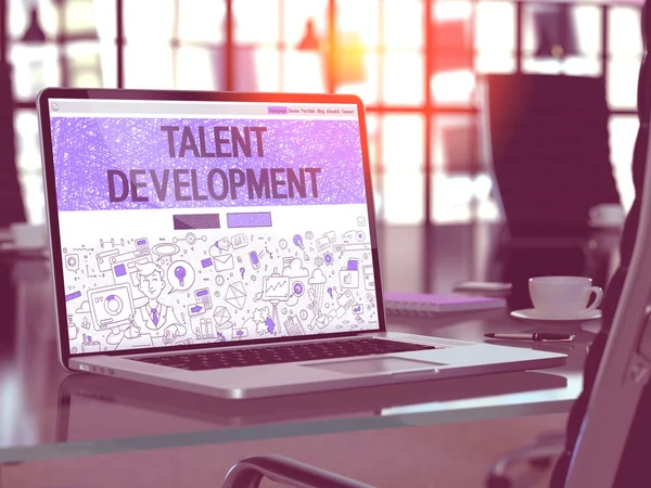 Talent Development on Laptop in Modern Workplace Background. — Stockfoto