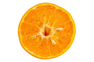 Üst görünüm kesit mangarin turuncu veya Citrus reticulata beyaz arkaplan kırpma yolu ile.