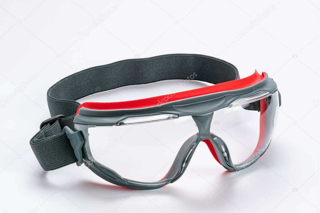 Side view of multipurpose goggles isolated on white background with clipping path.