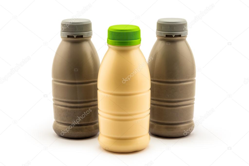 Bottle of soy milk and soy milk with saseme