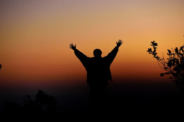 Silhouette of happy man — Stock Photo, Image