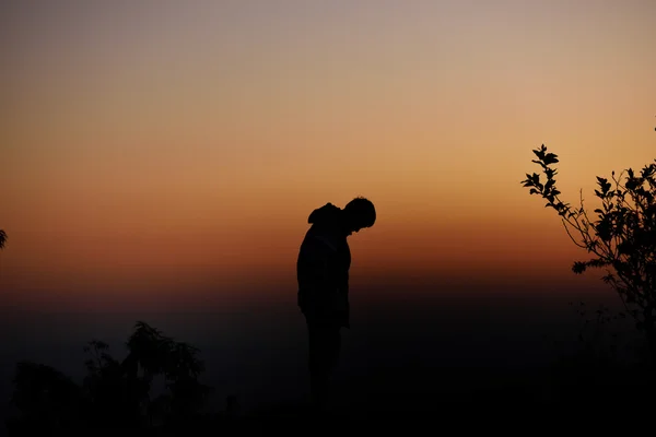 Silhouette of sad man — Stock Photo, Image