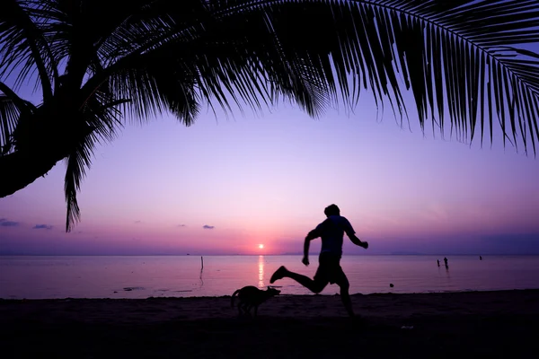 Homem trabalhando na praia — Fotografia de Stock