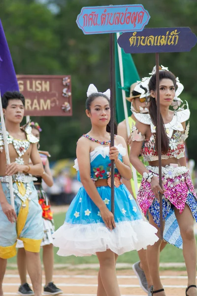 Desfile do dia do esporte na Tailândia — Fotografia de Stock