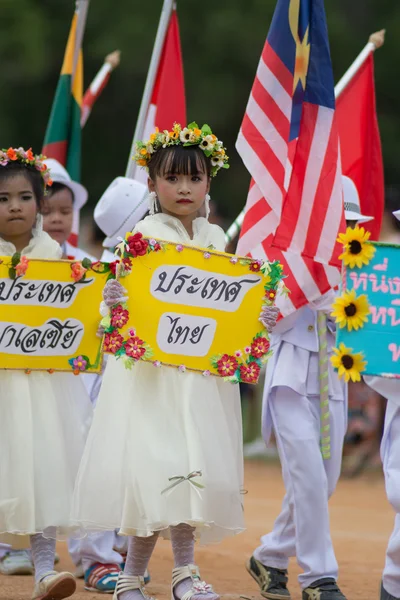 Parade zum Tag des Sports in Thailand — Stockfoto