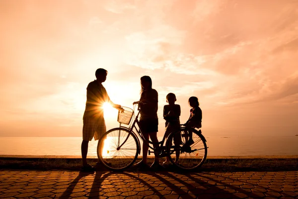 Biker familie silhuet - Stock-foto