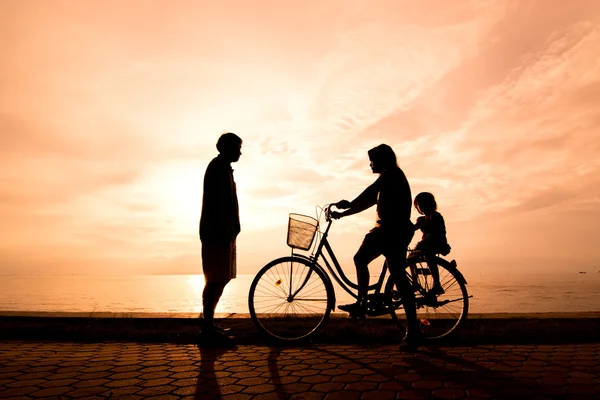 Silhouette de famille Biker — Photo