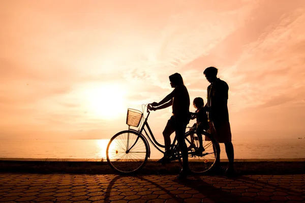 Biker family silhouette — Stock Photo, Image