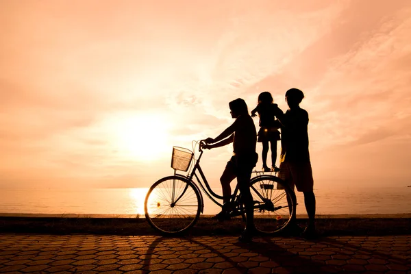 Biker family silhouette