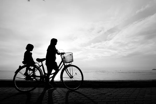 Biker family silhouette