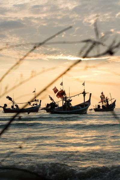 Lodě při západu slunce — Stock fotografie