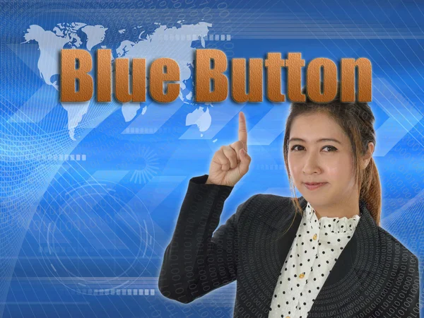 Μπλε κουμπί σημάδι, επιχειρηματική ιδέα — Φωτογραφία Αρχείου