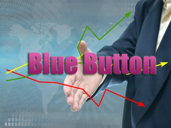 Blå knapp tecken, affärsidé — Stockfoto
